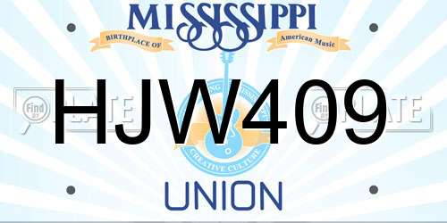 HJW409 Mississippi License Plate