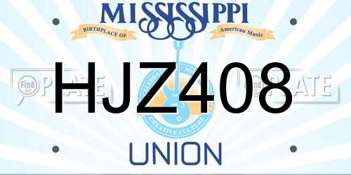 HJZ408 Mississippi License Plate