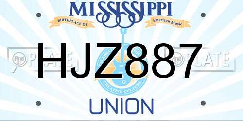 HJZ887 Mississippi License Plate