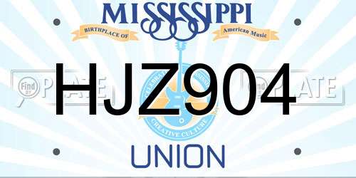 HJZ904 Mississippi License Plate