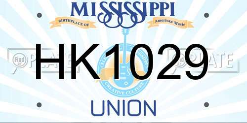 HK1029 Mississippi License Plate