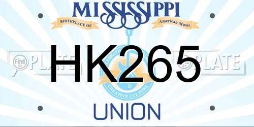 HK265 Mississippi License Plate