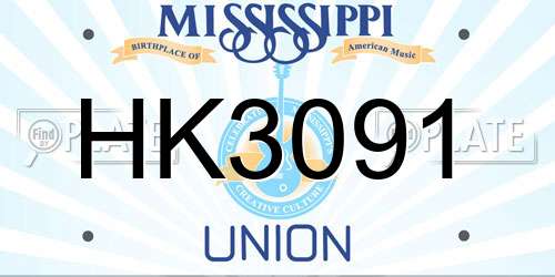 HK3091 Mississippi License Plate