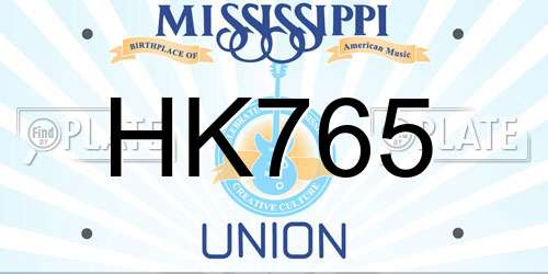 HK765 Mississippi License Plate
