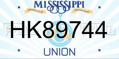 HK89744 Mississippi License Plate