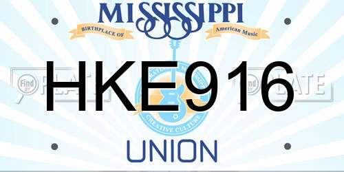 HKE916 Mississippi License Plate