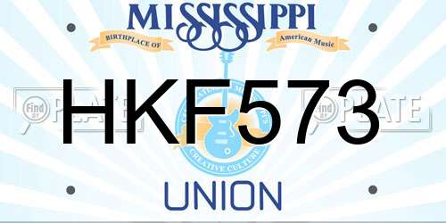 HKF573 Mississippi License Plate
