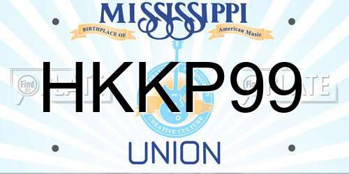 HKKP99 Mississippi License Plate
