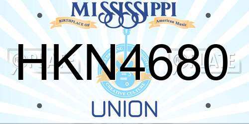 HKN4680 Mississippi License Plate