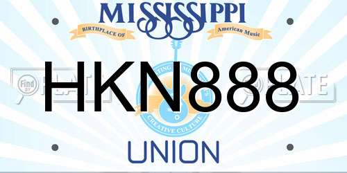 HKN888 Mississippi License Plate