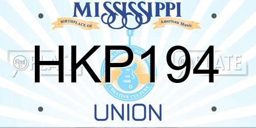 HKP194 Mississippi License Plate