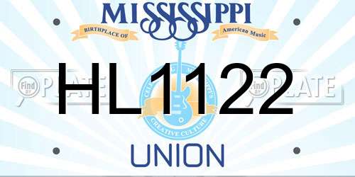 HL1122 Mississippi License Plate