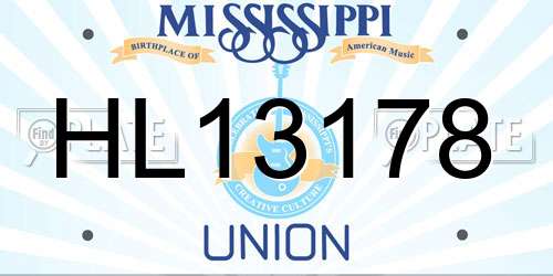 HL13178 Mississippi License Plate