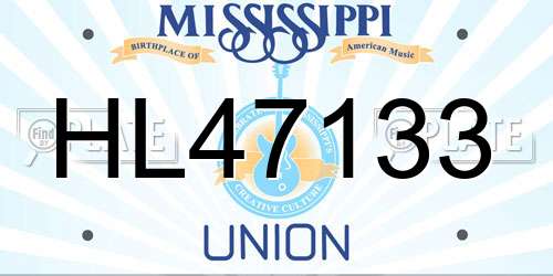 HL47133 Mississippi License Plate