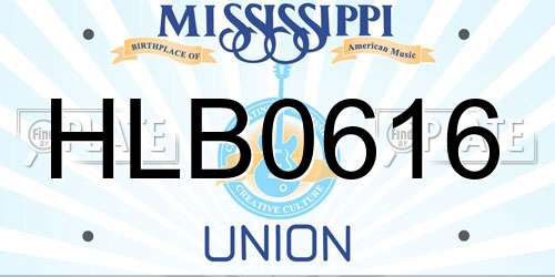 HLB0616 Mississippi License Plate