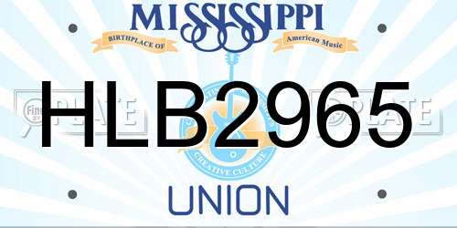 HLB2965 Mississippi License Plate