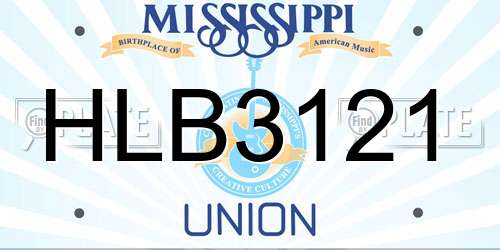 HLB3121 Mississippi License Plate
