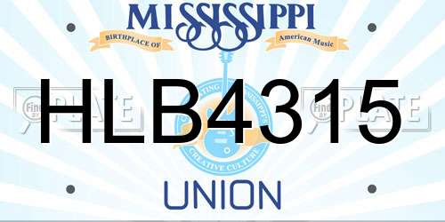 HLB4315 Mississippi License Plate