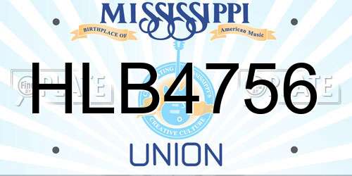 HLB4756 Mississippi License Plate