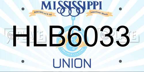 HLB6033 Mississippi License Plate