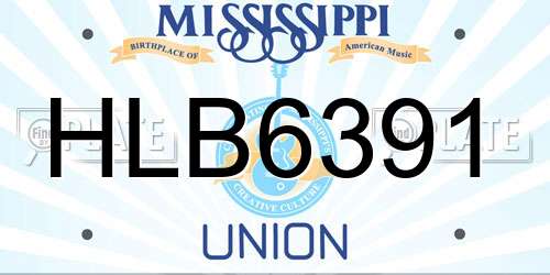HLB6391 Mississippi License Plate
