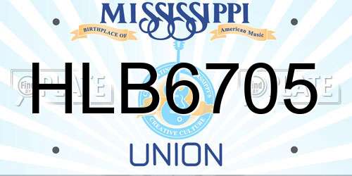 HLB6705 Mississippi License Plate