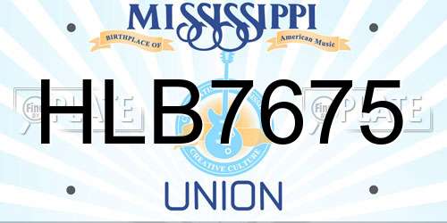 HLB7675 Mississippi License Plate