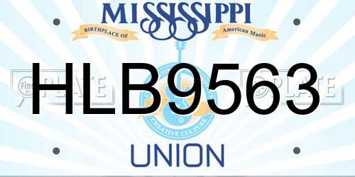 HLB9563 Mississippi License Plate