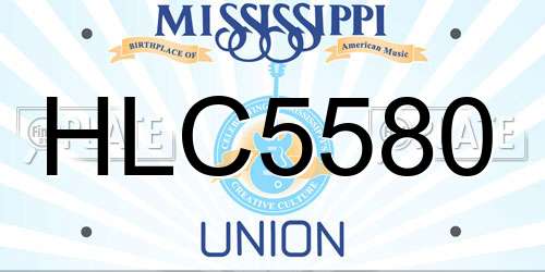 HLC5580 Mississippi License Plate
