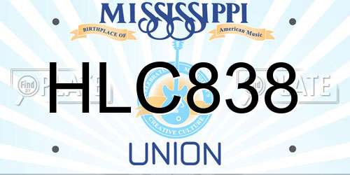 HLC838 Mississippi License Plate