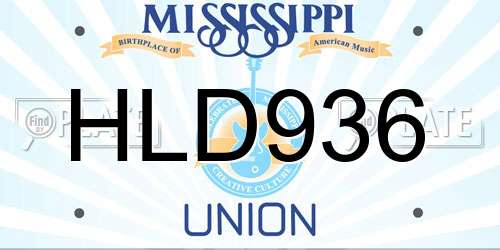 HLD936 Mississippi License Plate