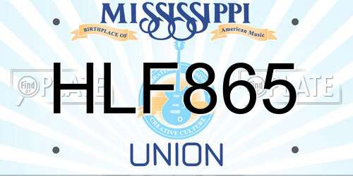 HLF865 Mississippi License Plate