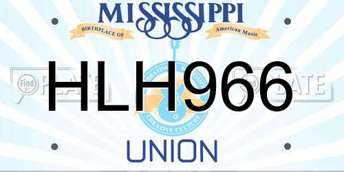 HLH966 Mississippi License Plate