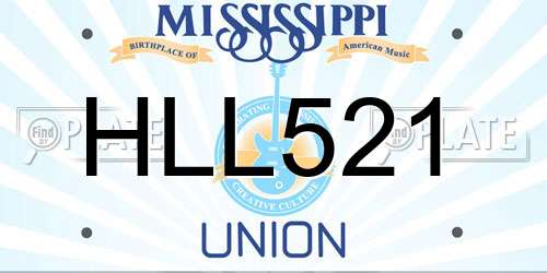 HLL521 Mississippi License Plate