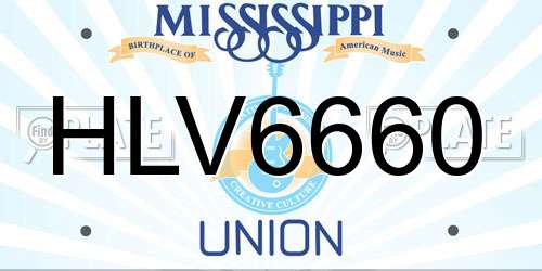 HLV6660 Mississippi License Plate