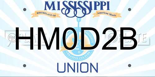 HM0D2B Mississippi License Plate