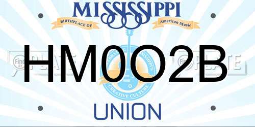 HM0O2B Mississippi License Plate