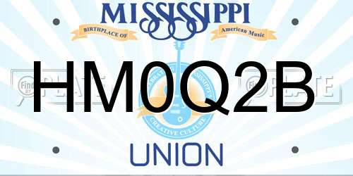 HM0Q2B Mississippi License Plate