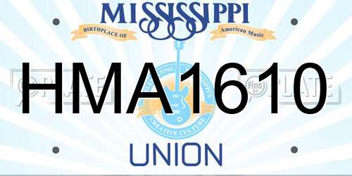 HMA1610 Mississippi License Plate