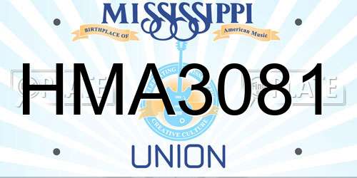 HMA3081 Mississippi License Plate