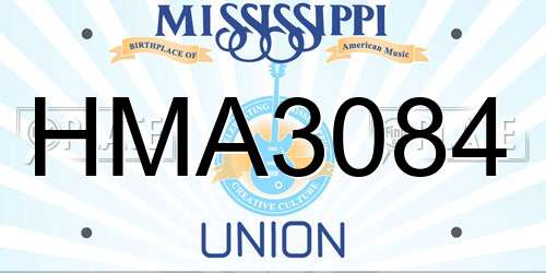 HMA3084 Mississippi License Plate