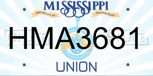 HMA3681 Mississippi License Plate