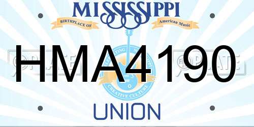 HMA4190 Mississippi License Plate