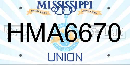 HMA6670 Mississippi License Plate