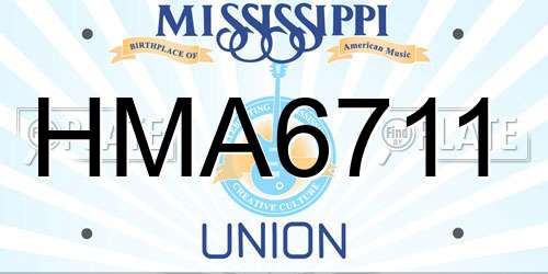HMA6711 Mississippi License Plate