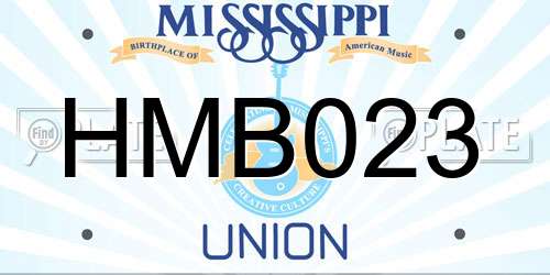 HMB023 Mississippi License Plate