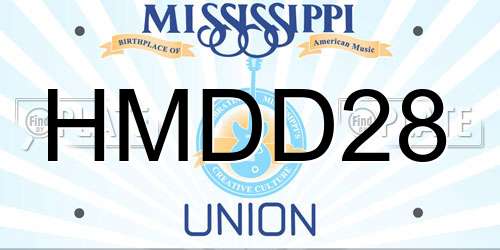 HMDD28 Mississippi License Plate