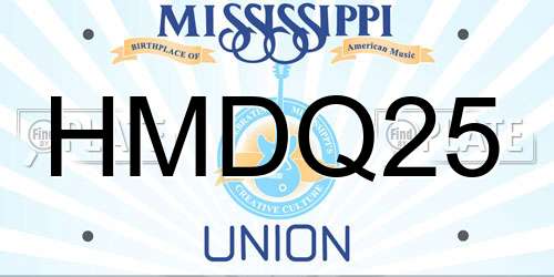 HMDQ25 Mississippi License Plate