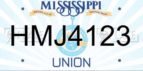 HMJ4123 Mississippi License Plate