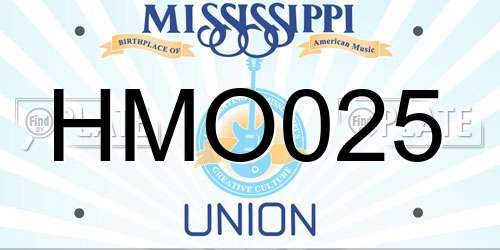 HMO025 Mississippi License Plate